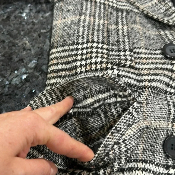 Ladies Double breasted Coat Black/White Button up - Picture 6 of 8